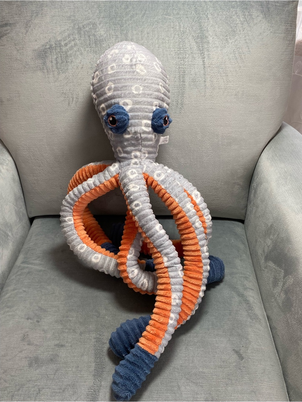 BuddyBuddy Long Rope Dog Toy Octopus 25” crinkle and squeaks, interactive play